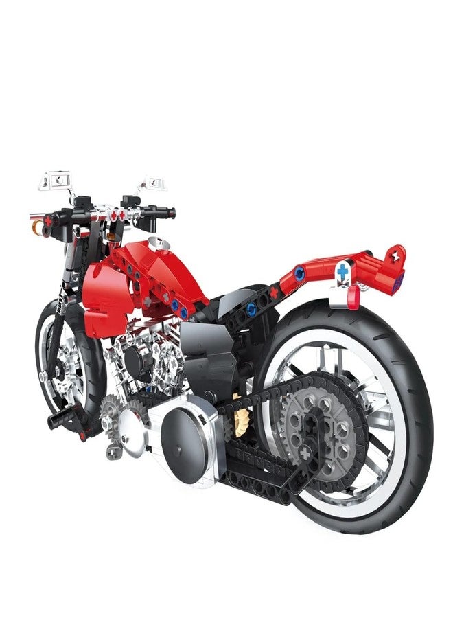 Giptoc Tech-Storm 573 PCS Heavy Chopper Bike Building Blocks Set - DIY Red Motorcycle STEM Kit for Kids 6+ | Educational Mechanical Toy - Image 3